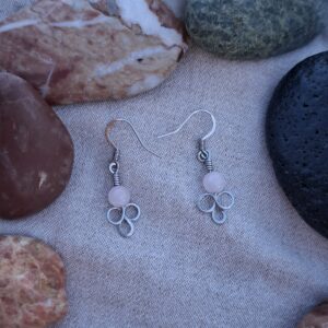 Aritos cuarzo rosa con resorte