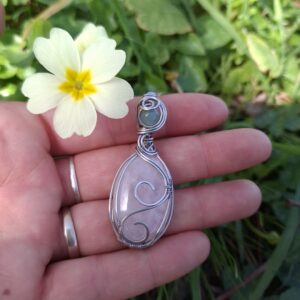 Collar Quarzo Rosa y Agata verde