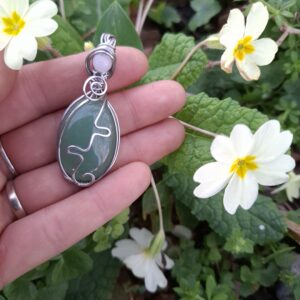 Collar Ágata Verde y Quarzo rosa